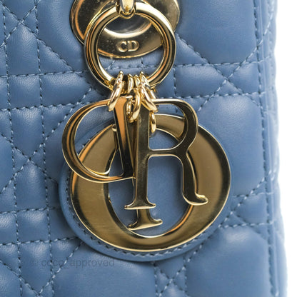 Christian Dior My ABCDior Lady Dior Blue Lambskin Gold Hardware