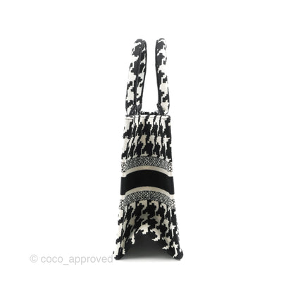 Christian Dior New Small Book Tote Macro Houndstooth Embroidery Black/White