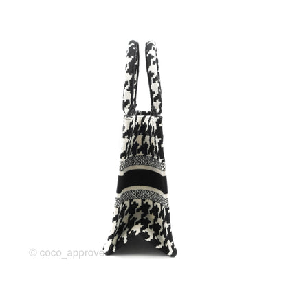 Christian Dior New Small Book Tote Macro Houndstooth Embroidery Black/White