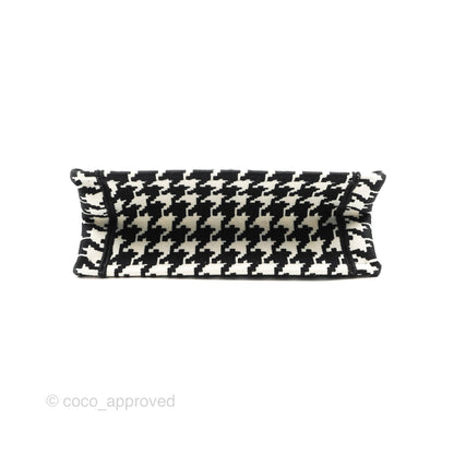 Christian Dior New Small Book Tote Macro Houndstooth Embroidery Black/White