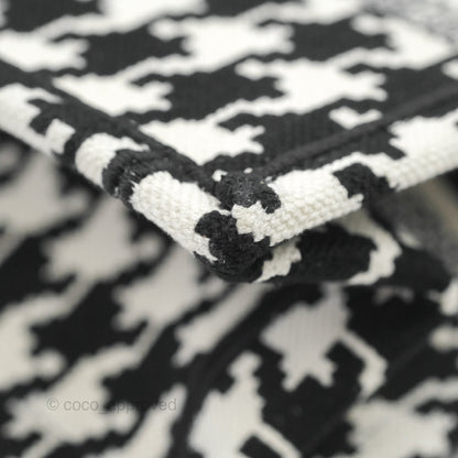 Christian Dior New Small Book Tote Macro Houndstooth Embroidery Black/White