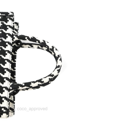 Christian Dior New Small Book Tote Macro Houndstooth Embroidery Black/White