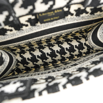 Christian Dior New Small Book Tote Macro Houndstooth Embroidery Black/White