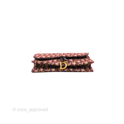 Christian Dior Saddle Chain Pouch Red Oblique Jacquard