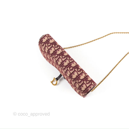 Christian Dior Saddle Chain Pouch Red Oblique Jacquard