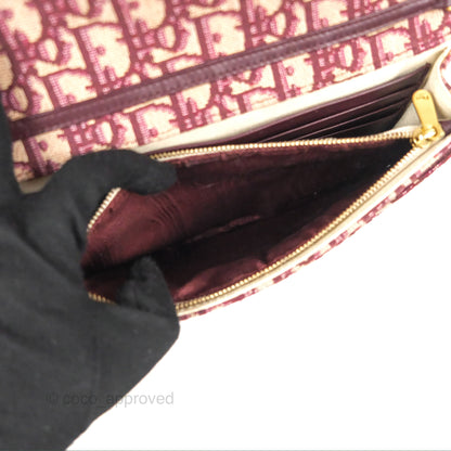 Christian Dior Saddle Chain Pouch Red Oblique Jacquard