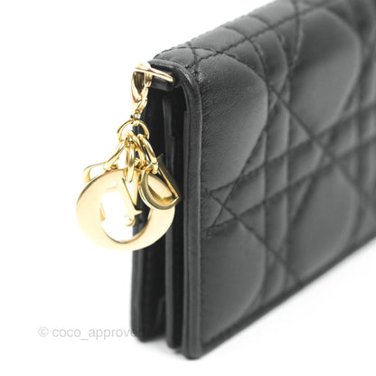 Dior Lady Dior Flap Card Holder Black Cannage Lambskin