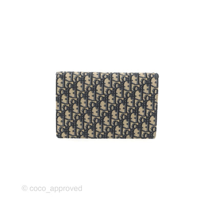 Christian Dior Saddle Chain Pouch Navy Oblique Jacquard