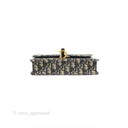 Christian Dior Saddle Chain Pouch Navy Oblique Jacquard