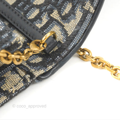 Christian Dior Saddle Chain Pouch Navy Oblique Jacquard