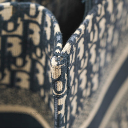 Christian Dior Medium (Old Small) Dior Navy Oblique Embroidery Canvas Book Tote