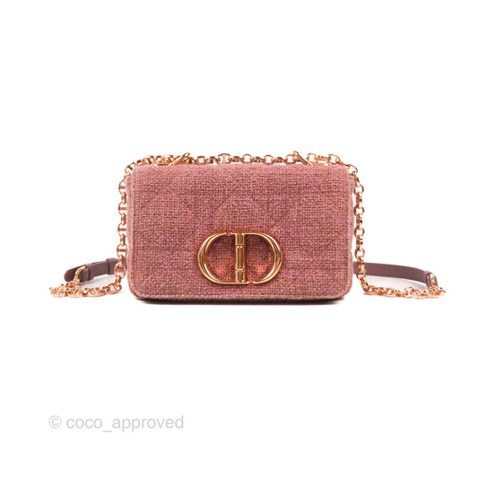 Dior Small Caro Bag Dark Pink Violine Canvas Rose Gold