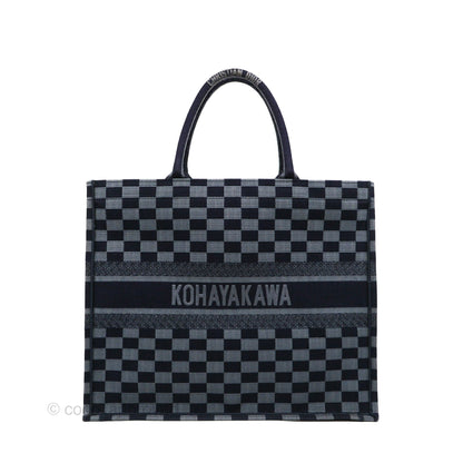 Dior Large Book Tote Checkered Navy