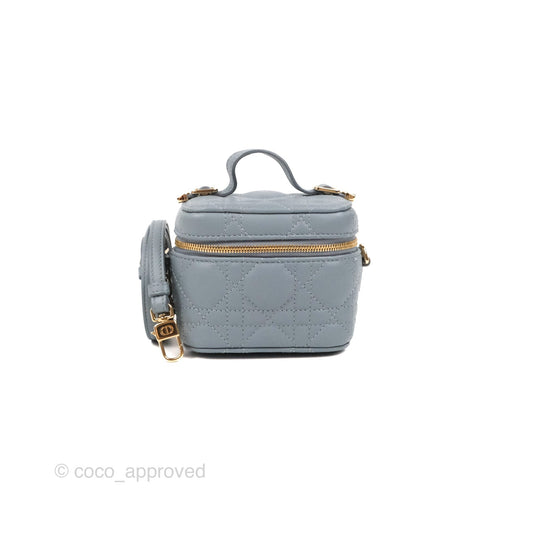 Christian Dior Micro Lady Dior Vanity Case Cloud Blue Cannage Lambskin