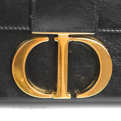 Christian Dior 30 Montaigne Box Bag Black Shiny Clinked Lambskin Gold Hardware
