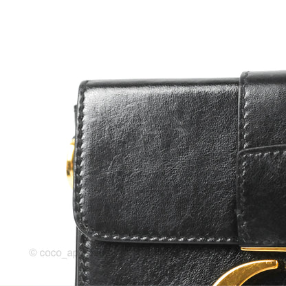 Christian Dior 30 Montaigne Box Bag Black Shiny Clinked Lambskin Gold Hardware