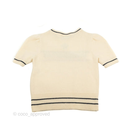 Christian Dior Short Sleeve Sweater Ecru Cashmere Wool Knit