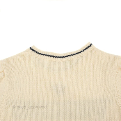 Christian Dior Short Sleeve Sweater Ecru Cashmere Wool Knit