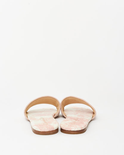 Dior Pink Embroidered Cotton and Toile de Jouy Motif DWay Slides - 36