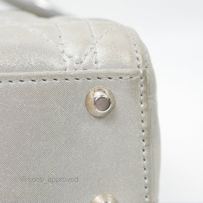 Christian Dior Mini Lady Dior Metallic Silver Nubuck Silver Hardware