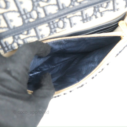 Christian Dior Saddle Chain Pouch Navy Oblique Jacquard