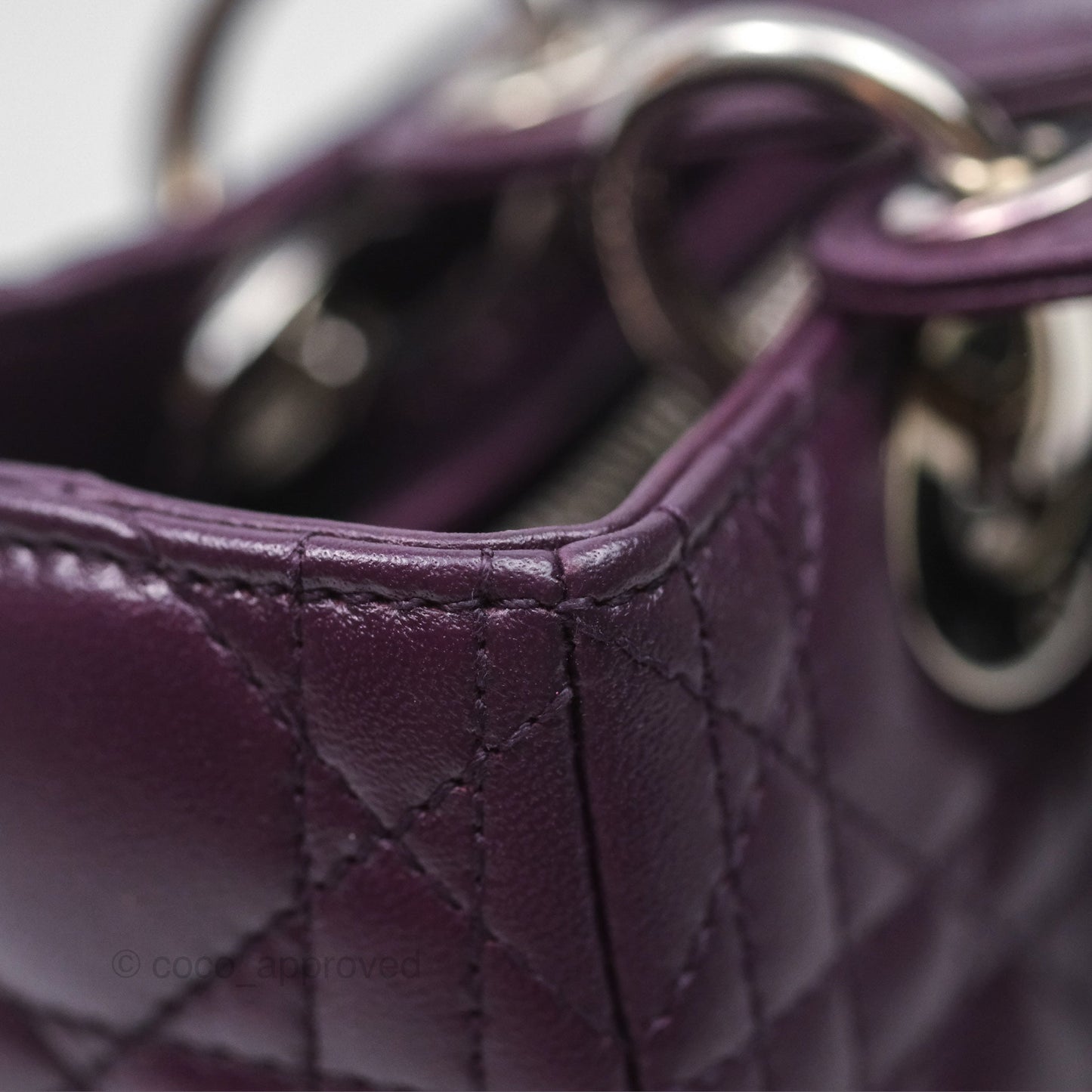 Christian Dior Medium Lady Dior Dark Purple Lambskin Silver Hardware
