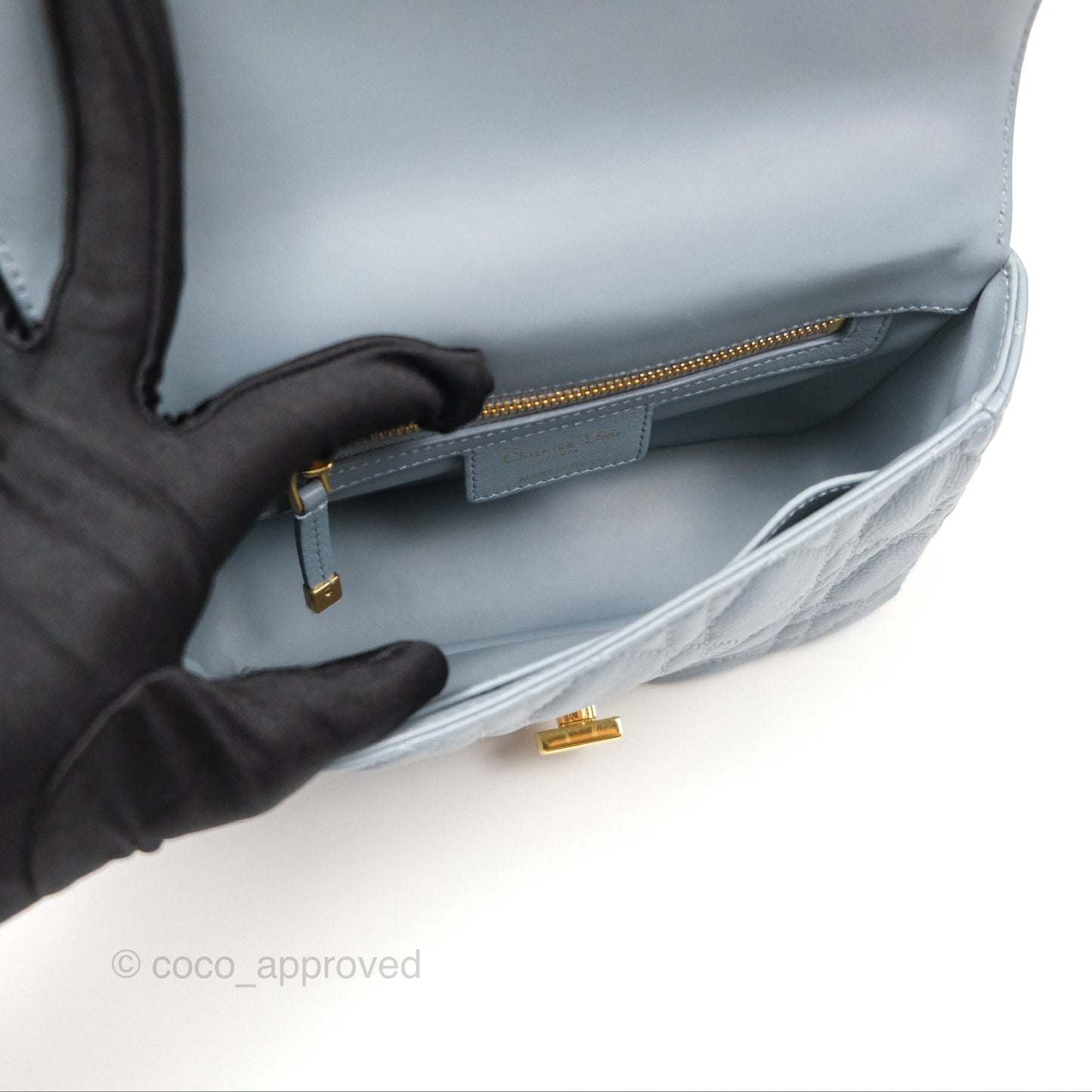 Dior Small Caro Bag Blue Supple Cannage Calfskin