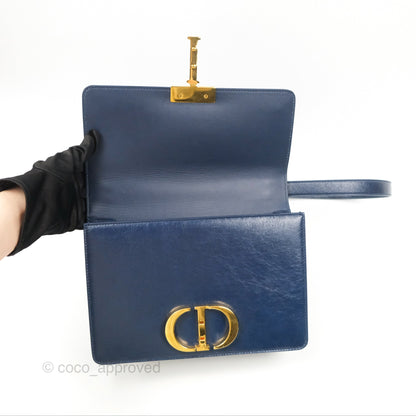 Dior 30 Montaigne Bag Navy Shiny Crinkled Lambskin