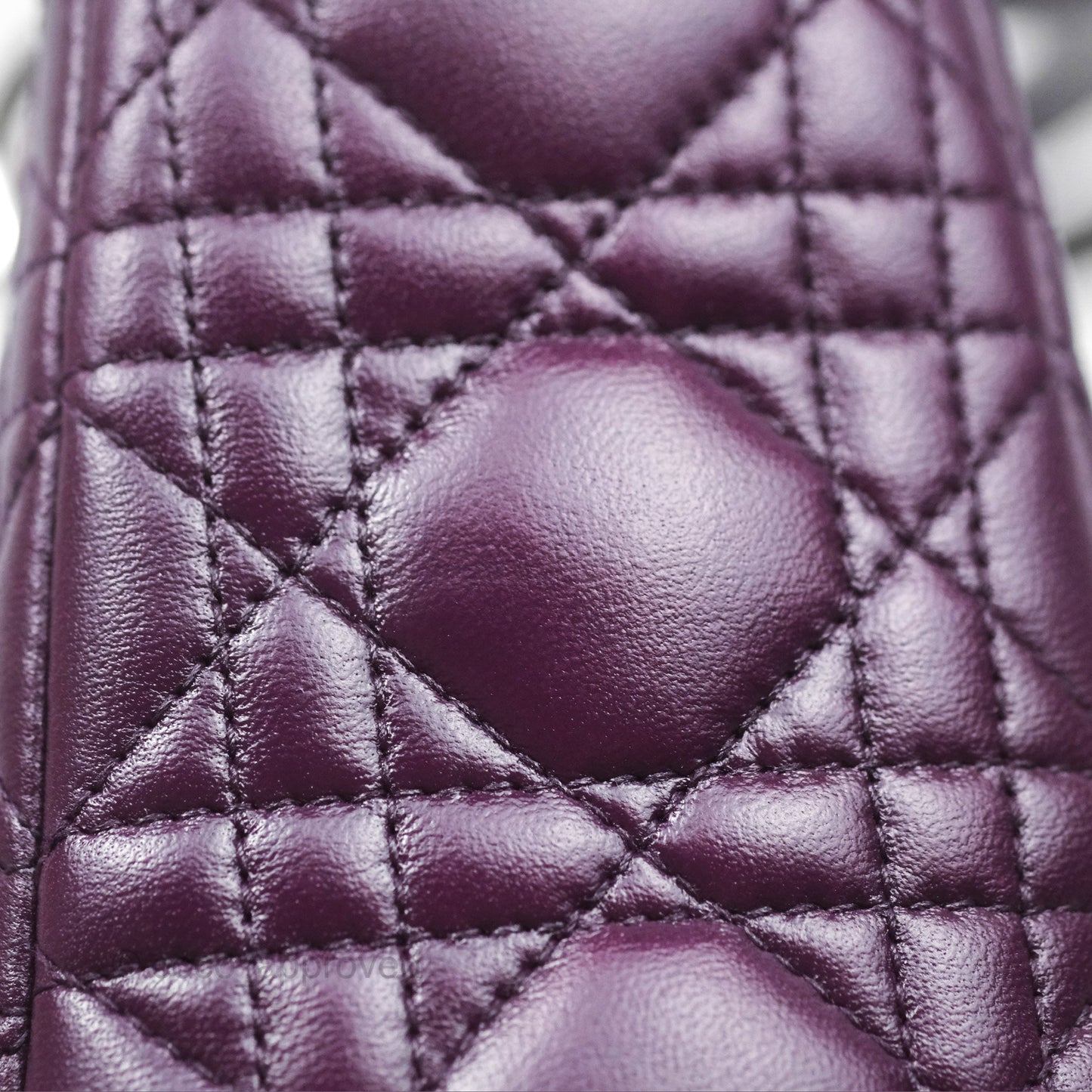 Christian Dior Medium Lady Dior Dark Purple Lambskin Silver Hardware