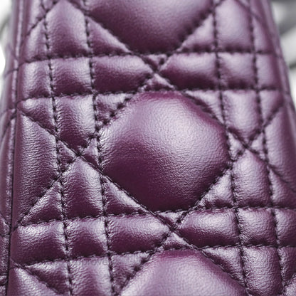 Christian Dior Medium Lady Dior Dark Purple Lambskin Silver Hardware