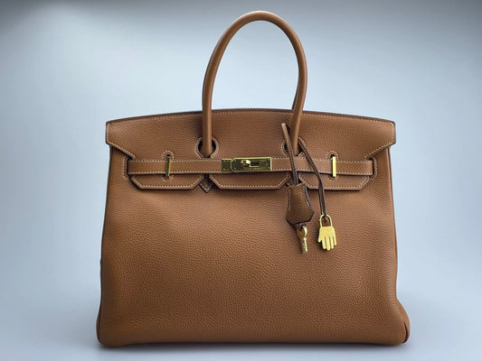 Hermes  Birkin 35 in gold vintage Togo leather