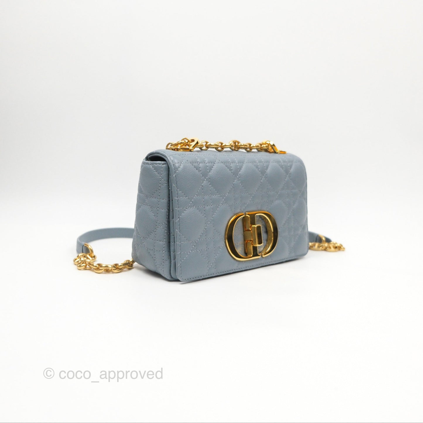 Dior Small Caro Bag Blue Supple Cannage Calfskin