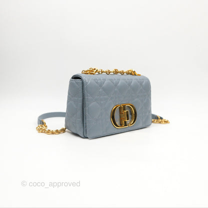 Dior Small Caro Bag Blue Supple Cannage Calfskin