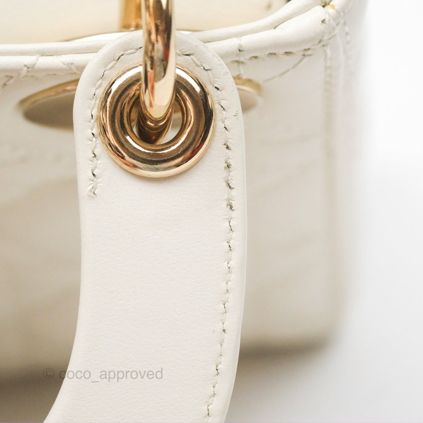 Christian Dior Mini Lady Dior Latte Cannage Lambskin Gold Hardware