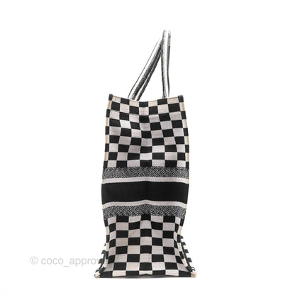 Christian Dior Large Book Tote Checkered Black/ White Canvas