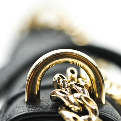 Christian Dior Small Diorama Calfskin Flap Bag Black Gold Hardware