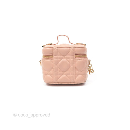 Christian Dior Micro Lady Dior Vanity Case Rose Des Vents Cannage Lambskin