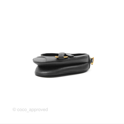 Christian Dior Mini Saddle Bag Black Grained Calfskin Gold Hardware