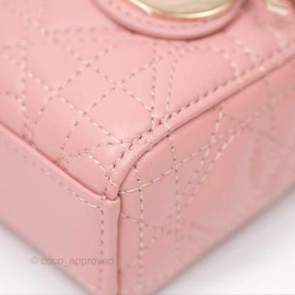 Christian Dior Lady D-Joy Micro Bag Antique Pink Lambskin Heart Quilted