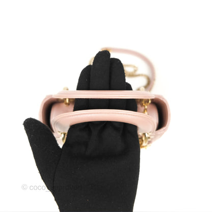 Christian Dior Mini Lady Dior Iridescent Light Pink Cannage Gold Hardware