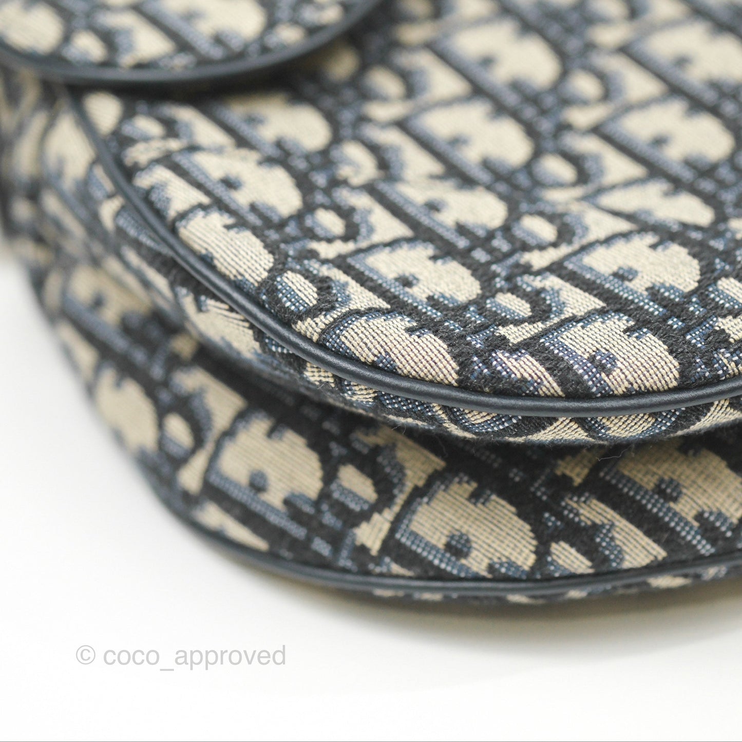 Christian Dior Saddle Bag Navy Dior Oblique Embroidery Gold Hardware
