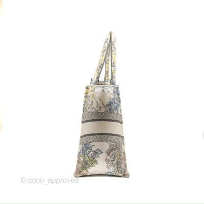 Christian Dior Medium(Old Small) Book Tote White Multicolor Rêve d'Infini Embroidery