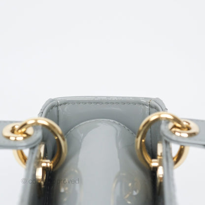 Christian Dior Lady Dior Grey Patent Gold Hardware