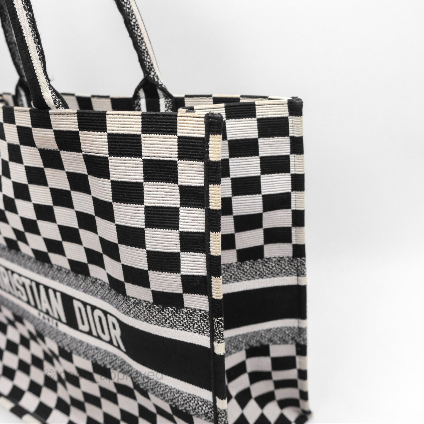 Christian Dior Large Book Tote Checkered Black/ White Canvas