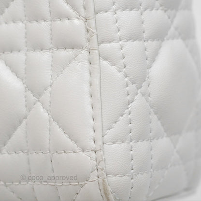 Christian Dior Cannage Mini Lady Dior White Silver Hardware
