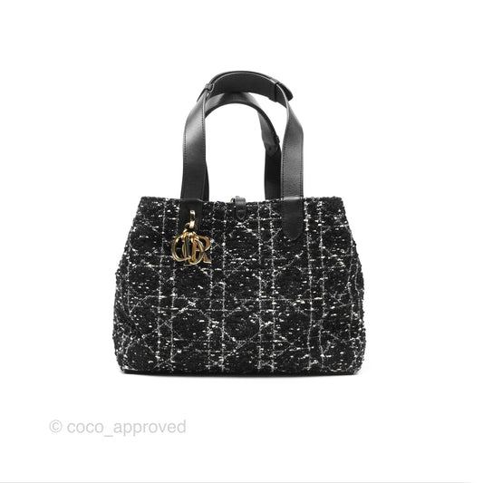 Christian Dior Medium Dior Toujours Bag Black Cannage Tweed