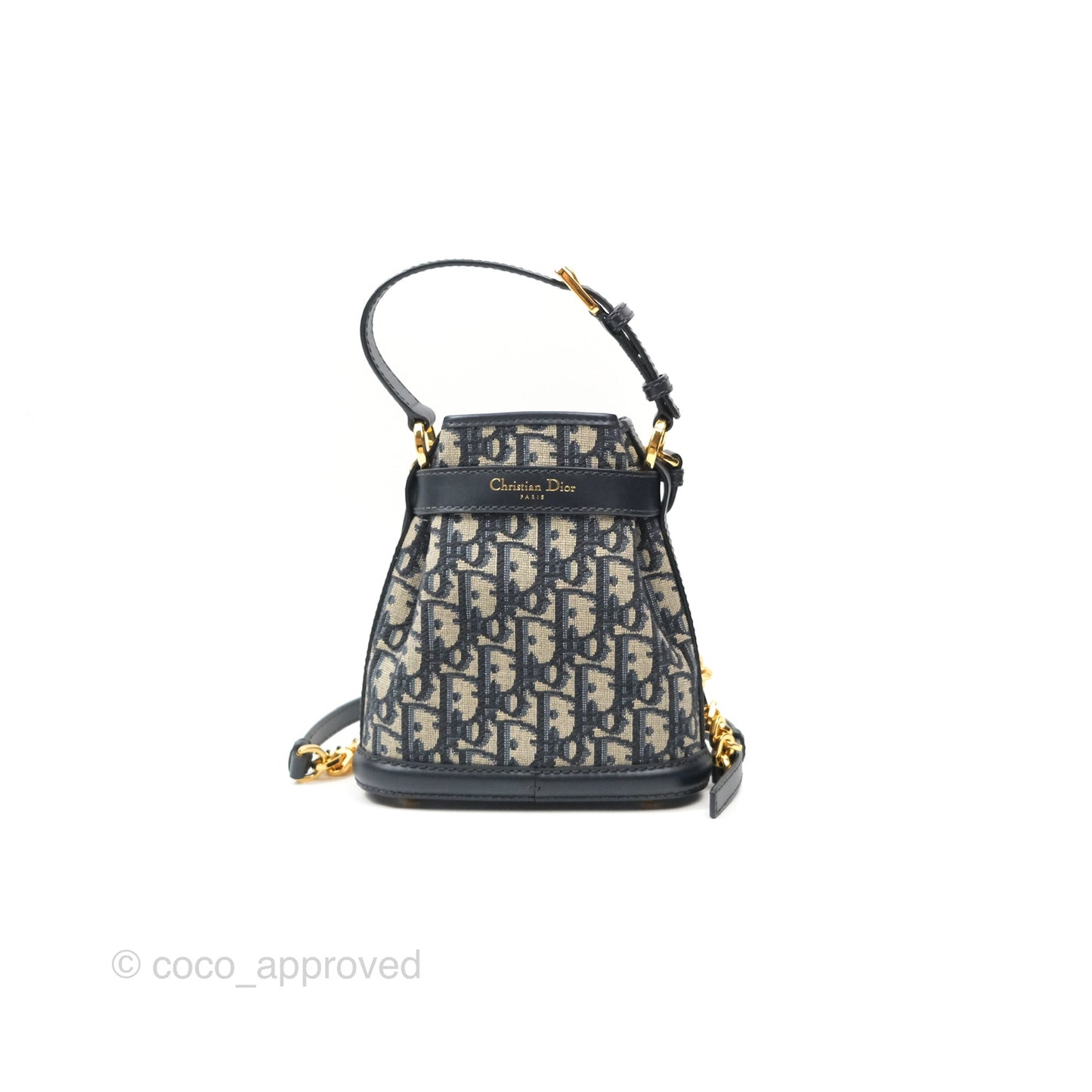 Christian Dior Oblique Calfskin C'est Dior Cannage Bucket Bag Blue Small