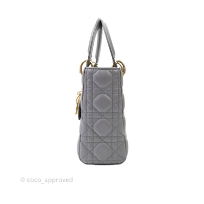 Christian Dior Lambskin My ABCDior Lady Dior Grey Gold Hardware