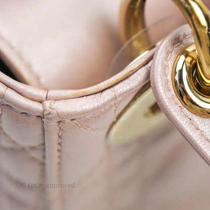 Christian Dior Calfskin Cannage Mini Lady Dior Light Pink