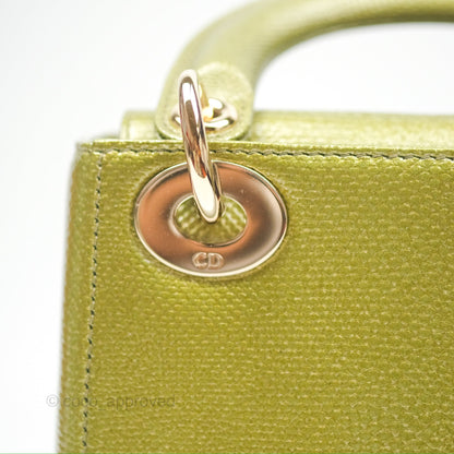 Dior Mini Lady Dior Green Metallic Lizard Gold Hardware